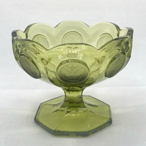 Vintage Fostoria Green 1886 Eagle Torch Coin Compote Pedestal Dish Bowl 3.5” - Picture 1 of 8