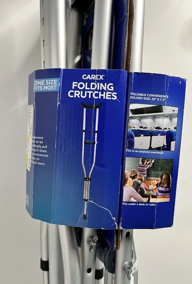 Carex Folding Crutches Comfort Pads & Grips Universal Size #A995RA