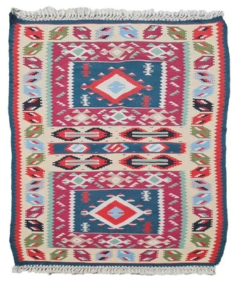 Amazing Hand Knotted Vintage Turkish Kilim Kilm Wool Area Rug 3.9 x 1.11 Ft - Image 1 of 4