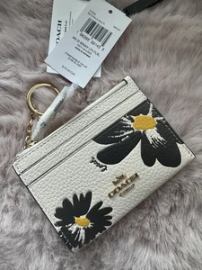 Neu mit Etikett Coach CZ595 Leder Mini schmale Ausweisetui mit Blumendruck - Bild 1 von 4
