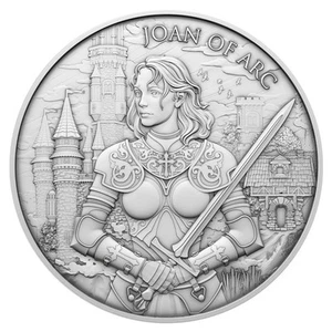 1 oncia troy disegno Giovanna d'Arco .999 argento fine tondo - Foto 1 di 3