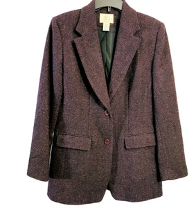 Field Manor Blazer Damen Größe 8 Burgunderrot Wolle Seide gesprenkelt Tweed Corporate - Bild 1 von 11