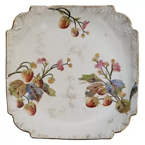 PIATTO DA PORTATA Fragola, Vassoio, Faience, Maiolica, Luneville, Francia, 1880, 9" - Foto 1 di 11