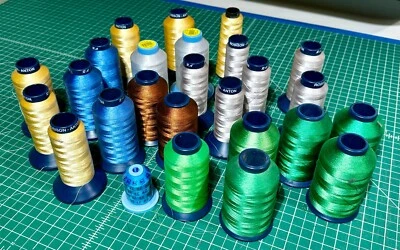Lot of 25 Mixed Robison Anton Rayon & Poly embroidery thread 5500Yd spools used - Image 1 of 2