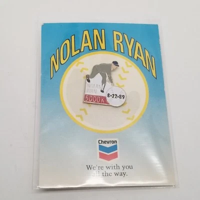 Nolan Ryan Chevron Pin 5000K Strike Outs Texas Rangers New in Package 1989 - Image 1 of 4