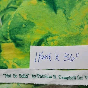 Timeless Treasures Green Fabric, Not So Solid, Patricia Campbell, 1 Yard - Picture 1 of 5