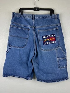 Tommy Sports Men Size 40 Carpenter Shorts Blue Embroidered Logo Y2K Urban Wear - Picture 1 of 11