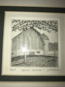 DeAnn Prosia - Barn Summer - Etching - Illinois - 9/78 - Print - Art - Signed - Picture 1 of 3
