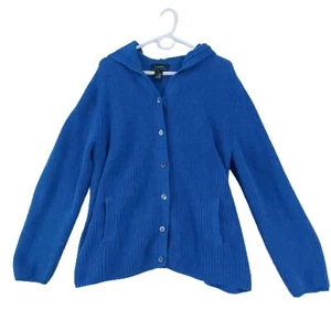 Lauren Ralph Lauren Ribbed Hooded Blue Cardigan Women's Sz XL - Picture 1 of 16