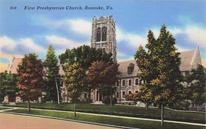 First Presbyterian Church, Roanoke VA Vintage Linen PC - Picture 1 of 2