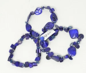 Style & Co. 3 Piece Set Shell & Bead Stretch Bracelets, Blue Women's Accessories - Picture 1 of 3