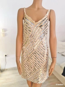 Roberto Cavalli Sequin Dress – Beige & Silver | Size Small | Rare Collector’s Pi - Picture 1 of 9