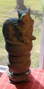 Bunny Rabbit Raised Pedestal Statue with Lights Porch Patio Yard Garden Decor - Picture 1 of 9