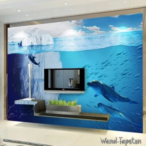 Vlies Fototapete Wandtapete Wandbilder 3D Gletscher Unterwasserwelt Delfin 1963 - Bild 1 von 4