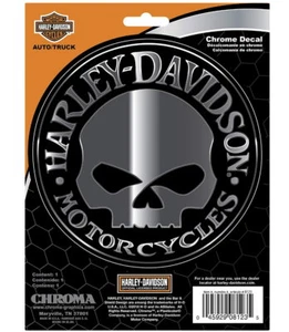 HARLEY DAVIDSON WILLIE G SCHÄDEL GEPRÄGT CHROM ABZIEHBILD ** HERGESTELLT IN DEN USA ** - Bild 1 von 5
