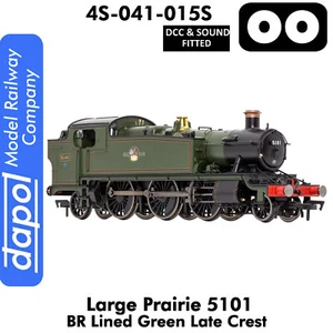 LARGE PRAIRIE 5101 BR Late Crest Steam Locomotive DCC & Sound Dapol 4S-041-015S - Picture 1 of 11