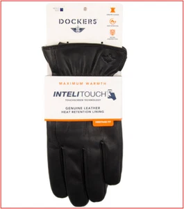 Dockers Men LEATHER Winter GLOVES Sherpa Lined Heat Retention Touch Screen XL L - Picture 1 of 7
