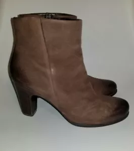 ECCO Stiefeletten braun Leder seitlicher Reißverschluss Absatz Damen Größe EU 39 US 8-8,5 Bootie - Bild 1 von 8