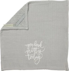PBK You Look Pretty Today Embroidered Gray Bathroom Wash Cloth - Picture 1 of 2