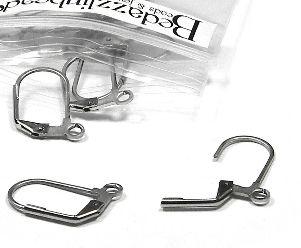 20 fornituras de pendiente de palanca de acero inoxidable quirúrgico liso grado 304 con lazo Foto 1 de 1