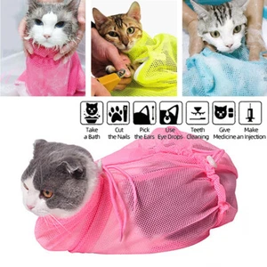 Cat Nail Trimming Protection Mesh Anti Bite Cat Bathing Bag Cat Grooming Bag - Picture 1 of 14