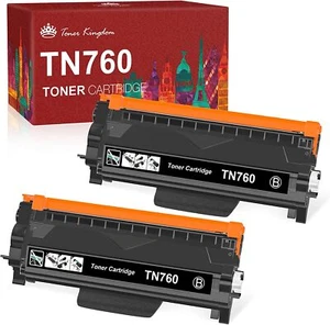 2PK Compatible TN760 for Brother TN-760 Toner DCP-L2550DW HL-L2390DW HL-L2395DW - Picture 1 of 7