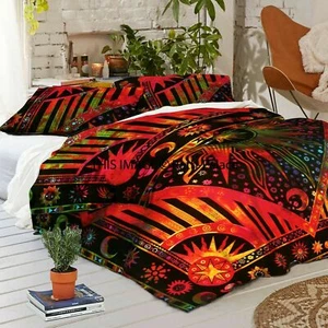 Bedding Set Quilt Duvet Doona Cover King Size Bed Mandala Hippie Gypsy Indian - Picture 1 of 2