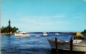 Cartolina Pompano Beach FL Hillsboro Inlet Docks Charter Barche inutilizzata G39 - Foto 1 di 2