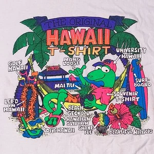 Hawaii Gecko Beach Tourist T Shirt hang loose surfing vtg 80s 90s y2k aesthetic - Picture 1 of 7