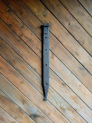 19c Antique Hand Wrought Forged Iron Barn Door Strap Hinges 29 1/4" Cover