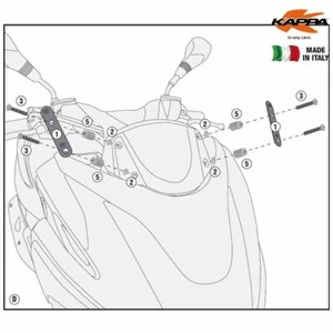 KAPPA D2120KIT STAFFE X PARABREZZA 2120DT YAMAHA 125 Tricity 2014-2019 - Picture 1 of 1