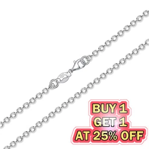 Collar de cadena Rolo enchapado en plata 925 anillo bloqueo hombre mujer regalo 16-24" - Imagen 1 de 3