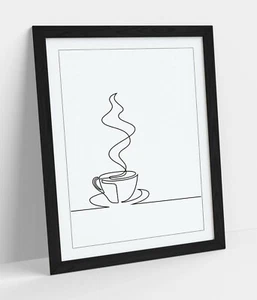 MINIMALIST COFFE CUP ILLUSTRATION -FRAMED WALL ART PICTURE POSTER PRINT DECOR - Picture 1 of 10