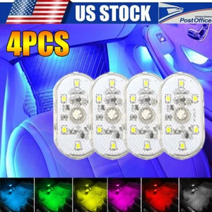 4PCS Wireless LED Lights for Car Interior USB Rechargeable Automotive Neon - Picture 1 of 12