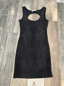 ARDEN B  Black Sparkle Metallic  BodyCon Dress Cut Out Back Medium - Picture 1 of 10