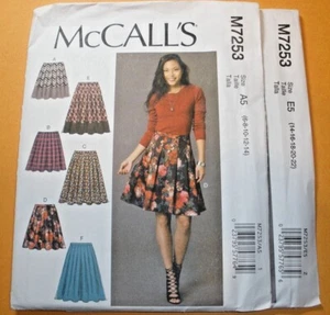 McCalls pattern 7253 Midi Pleated Skirt Pattern 6 Variations 6-14 or 14-22 - Picture 1 of 2