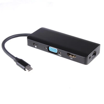 USB-C to Type C USB 3.0 HDMI 4K VGA RJ45 Adapter SD TF Card Reader 8in1 HUB BOX - Image 1 of 4