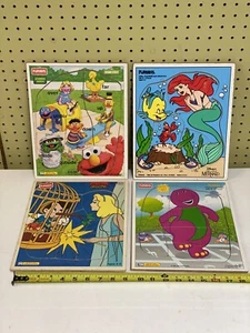 Lot of 4 Playschool Puzzle Boards Disney Sesame Street Little Mermaid Vintage - Picture 1 of 7