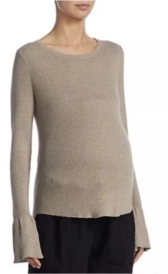 Hatch Maternity Women’s THE RIB TULIP SLEEVE CREW Toast Size 1 (S/4-6) NEW - Image 1 of 4