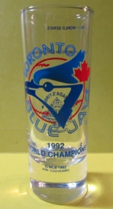 1992 Toronto BLUE JAYS World Series/American League CHAMPIONSHIP 2 Oz SHOT GLASS - Foto 1 di 7