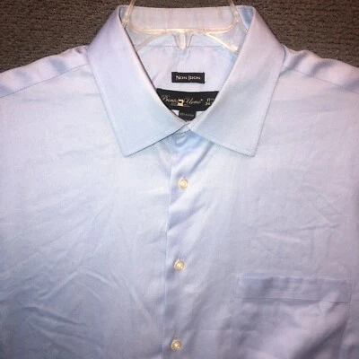 Pronto Uomo Shirt Mens 17.5 34/35 Non Iron Long sleeve Button Up Cotton Blue 618 - Image 1 of 4