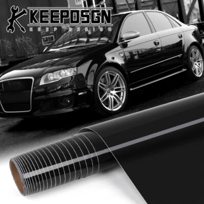 For Audi GLOSS BLACK Car Paint Protect Vinyl Wrap Film Sticker Decal Sheet Roll - Image 1 of 4