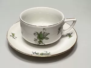 Juego de tazas y platillos de café de porcelana Krister KPM alemán Art Deco de 1930 con flores - Imagen 1 de 9