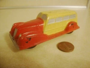 Vintage 1930's SUN Rubber Toy Car WOODY WAGON Red Yellow Blk Tires Collectible! - Picture 1 of 6