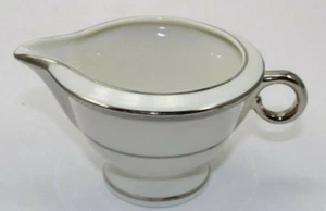 Theodore Haviland LEEDS New York Milchkännchen Tasse Schale weiß Silberrand 2,75"x 5,50" - Bild 1 von 4