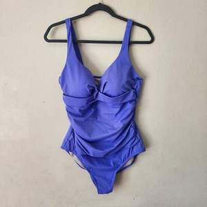 Swimsuits For All Blue One Piece Ruched Detail Swimsuit Size 14 - Picture 1 of 5