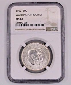 1952 50C Washington-Carver Ms 62 Slabbed NGC - Picture 1 of 4