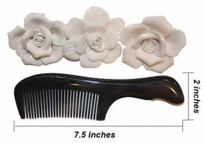 Premium Handmade Wave Handle Buffalo Horn Comb, 100% Natural, No Static (Black) - Picture 1 of 7