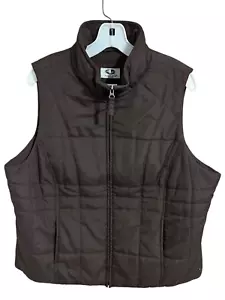 Althletic Works Woman Women’s Size 1X Brown Quilted Inner Fleece Zip Up Vest - Picture 1 of 8