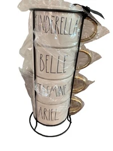 Rae Dunn 4er Set Disney Prinzessin Tassen Neu Doppelseitig Goldgriff Neu mit Etikett - Bild 1 von 10